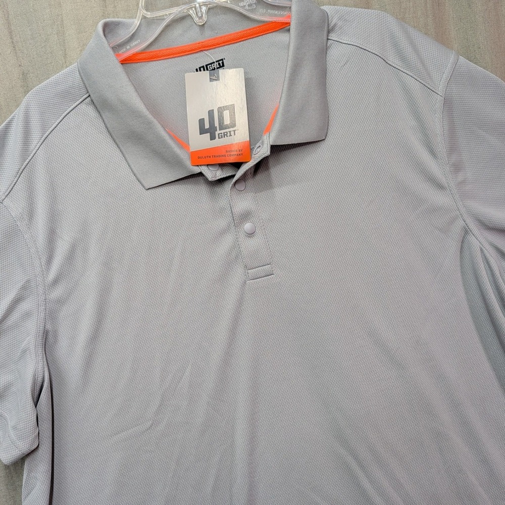 40 Grit Duluth Trading Co Mens 2XL Gray Short Sleeve Polyester Polo Shirt NEW